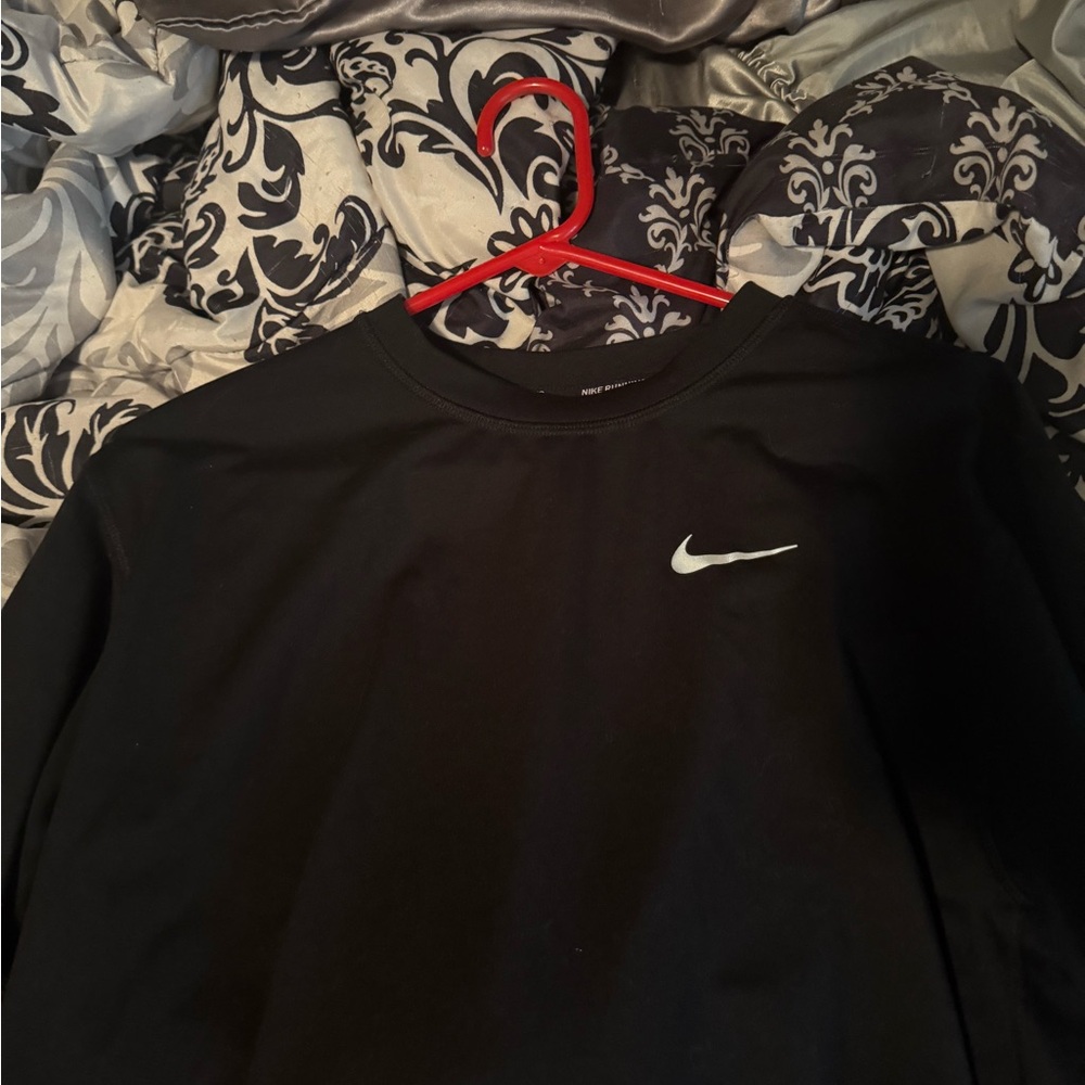 Nike Black Crew Neck Shirt with White Swoosh